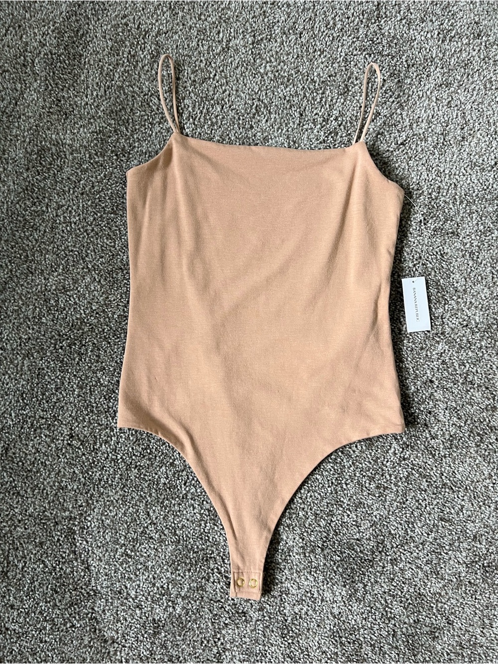 Banana Republic Tan Ribbed Spaghetti Strap Bodysuit
